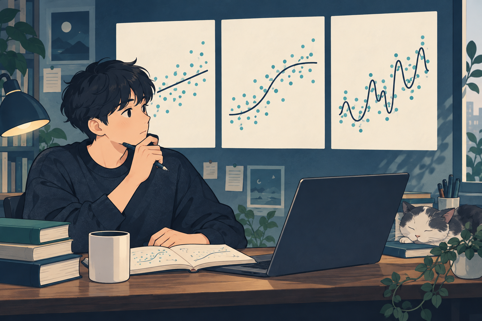 과적합과 과소적합 차이, 학습 결과를 두 곡선으로 이해하기 관련 설명용 삽화